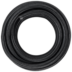 6AN Fuel Line Kit, 7.62 m Fuel Hose Kit, Nylon Stainless Steel Braided PTFE Fuel Line Kit, E85/Oil/Gas/Diesel Hose End Fitting Kit, with 15 PCS Swivel Fitting Adapter Kit, Black
