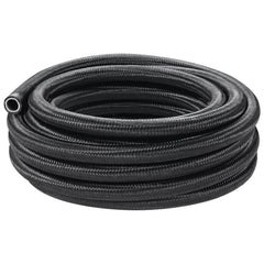 6AN Fuel Line Kit, 7.62 m Fuel Hose Kit, Nylon Stainless Steel Braided PTFE Fuel Line Kit, E85/Oil/Gas/Diesel Hose End Fitting Kit, with 15 PCS Swivel Fitting Adapter Kit, Black
