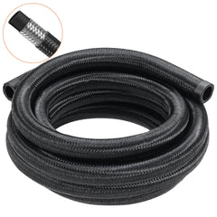 10AN Fuel Line Kit, 3.05 m Fuel Hose Kit, 1.4 cm Nylon Stainless Steel Braided Fuel Line Oil/Gas/Diesel Hose End Fitting Kit, with 7 PCS Swivel Fitting Adapter Kit, Black