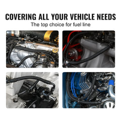 10AN Fuel Line Kit, 3.05 m Fuel Hose Kit, 1.4 cm Nylon Stainless Steel Braided Fuel Line Oil/Gas/Diesel Hose End Fitting Kit, with 7 PCS Swivel Fitting Adapter Kit, Black