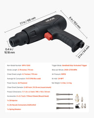 Air Hammer, 2500-2700BPM Pneumatic Hammer with 70mm Stroke & 4PCS 170mm Long Barrel Chisels, Pistol-Grip Compact Air Chisel Pneumatic Shovel Tool for Cutting Scraping Demolishing