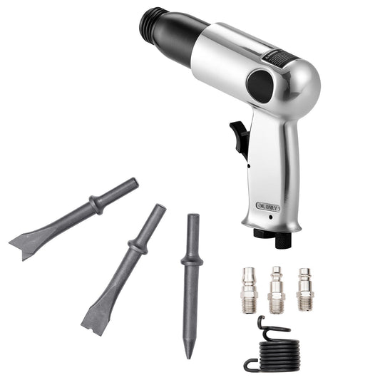 Air Hammer, 3500BPM Pneumatic Hammer with 70mm Stroke & 4PCS Chisels Round Shank, Pistol-Grip Compact Air Chisel Pneumatic Shovel Tool for Cutting Punching Scraping
