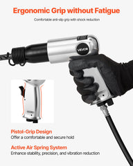 Air Hammer, 3500BPM Pneumatic Hammer with 70mm Stroke & 4PCS Chisels Round Shank, Pistol-Grip Compact Air Chisel Pneumatic Shovel Tool for Cutting Punching Scraping