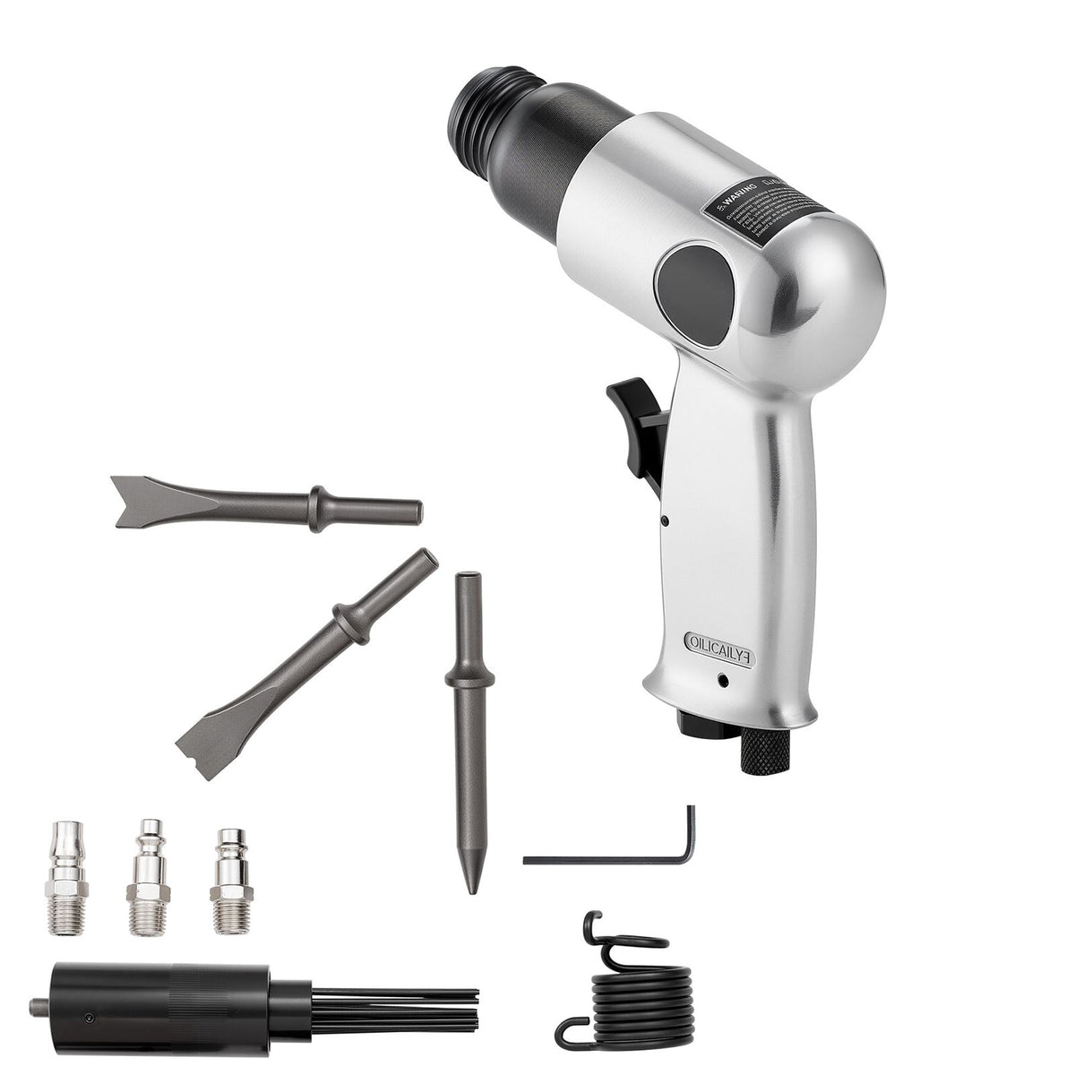 Air Hammer, 4500BPM Pneumatic Hammer with Rust Removal Air Needle Scaler & 4PCS Chisels Round Shank, Lightweight & Compact Air Chisel Pneumatic Shovel Tool for Cutting Scraping Demolishing