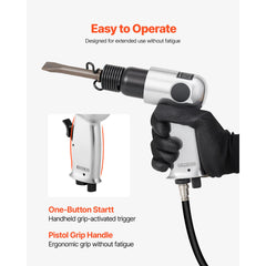 Air Hammer, 4500BPM Pneumatic Hammer with Rust Removal Air Needle Scaler & 4PCS Chisels Round Shank, Lightweight & Compact Air Chisel Pneumatic Shovel Tool for Cutting Scraping Demolishing