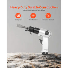 Air Hammer, 4500BPM Pneumatic Hammer with Rust Removal Air Needle Scaler & 4PCS Chisels Round Shank, Lightweight & Compact Air Chisel Pneumatic Shovel Tool for Cutting Scraping Demolishing