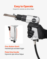 Air Hammer, 4500BPM Pneumatic Hammer with Rust Removal Air Needle Scaler & 4PCS Chisels Round Shank, Lightweight & Compact Air Chisel Pneumatic Shovel Tool for Cutting Scraping Demolishing