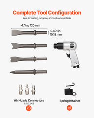 Air Hammer, 4500BPM Pneumatic Hammer with Rust Removal Air Needle Scaler & 4PCS Chisels Round Shank, Lightweight & Compact Air Chisel Pneumatic Shovel Tool for Cutting Scraping Demolishing