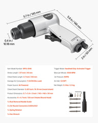 Air Hammer, 4500BPM Pneumatic Hammer with Rust Removal Air Needle Scaler & 4PCS Chisels Round Shank, Lightweight & Compact Air Chisel Pneumatic Shovel Tool for Cutting Scraping Demolishing