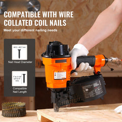 MCN55 Coil Siding Nailer 27mm to 57mm 15 Degree Pneumatic Nail Gun