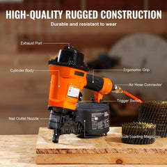 MCN55 Coil Siding Nailer 27mm to 57mm 15 Degree Pneumatic Nail Gun