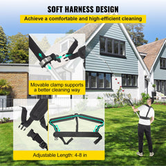 Telescoping Pressure Washer Wand, 20 ft 5-Section Length Adjustable, Max. 4000 PSI Fit for 3/8'' Quick Connection, 5 Spray Nozzles, Belt, for Roof, Fence, Gutter, Silver