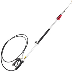 Telescoping Pressure Washer Wand, 20 ft 5-Section Length Adjustable, Max. 4000 PSI Fit for 3/8'' Quick Connection, 5 Spray Nozzles, Belt, for Roof, Fence, Gutter, Silver