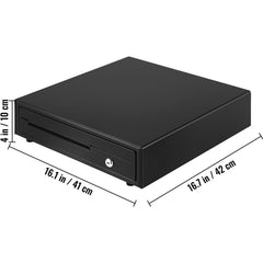 Cash Register Drawer, 16" 12 V, for POS System with 5 Bill 6 Coin Cash Tray, Removable Coin Compartment & 2 Keys Included, RJ11/RJ12 Cable for Supermarket, Bar, Coffee Shop, Restaurant