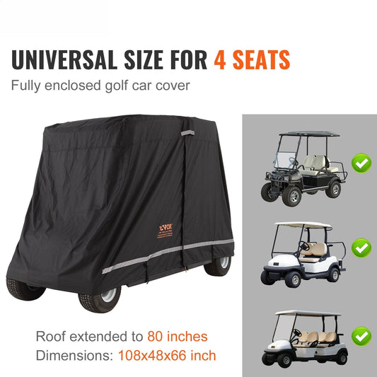 4 Passenger Golf Cart Cover 600D Polyester Waterproof Cover Universal Fits