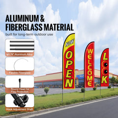 Open Flags for Business Advertising Feather Flag Kit Open Look Welcome