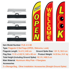 Open Flags for Business Advertising Feather Flag Kit Open Look Welcome