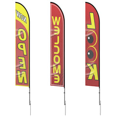 Open Flags for Business Advertising Feather Flag Kit Open Look Welcome