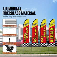 Auto Repair Advertising Feather Flag Kit Swooper Flags and Poles 16.3 FT