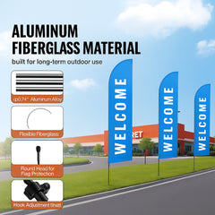 Feather Flag Pole Kit, Swooper Flag Pole Set 16.3 ft, Sign Flag Poles for Business Advertising Flags Outdoor, with A Ground Stake and Carrying Bag (Flag Not Included)