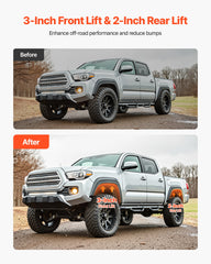 76.2 mm Front and 50.8 mm Rear Leveling Lift Kit for 2007-2023 Silverado 1500 2WD/4WD, 2007-2023 Sierra 1500 2WD/4WD, Chassis Level Kit with 2 Front Strut Spacers, 2 Rear Lift Blocks, 2 U-Bolts