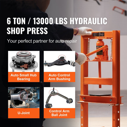 Hydraulic Shop Press 6 Ton with Press Plates H-Frame Benchtop Press Stand