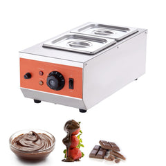 Chocolate Tempering Machine, 2 Tanks Chocolate Melting Pot with TEMP Control, 800W Stainless Steel Electric Commercial Food Warmer For Chocolate/Milk/Cream Melting and Heating