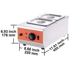Chocolate Tempering Machine, 2 Tanks Chocolate Melting Pot with TEMP Control, 800W Stainless Steel Electric Commercial Food Warmer For Chocolate/Milk/Cream Melting and Heating