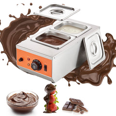 Chocolate Tempering Machine, 2 Tanks Chocolate Melting Pot with TEMP Control, 800W Stainless Steel Electric Commercial Food Warmer For Chocolate/Milk/Cream Melting and Heating