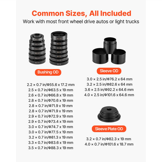 Wheel Bearing Press Kit, 23 PCS FWD Bearing Puller Tools, for Front Wheel Drive Bearing Removal and Installation, Wheel Bearing Tool with Sliding Screw, Bushings, Sleeve Plates, Storage Case
