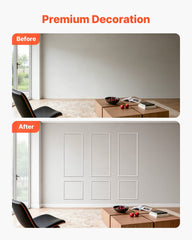 Wall Molding 3 Pack, Wainscoting Panels Kit, Lightweight Paintable Polystyrene, Easy to Install, Waterproof Accent Wall Trim for Interior Décor Living Room, Bedroom, White (61x137 + 61x61 cm)