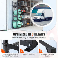 Refrigerant Tank Rack, with 1 x 50lb, 2 x 30lb and Other 3 Small Bottle Tanks, Cylinder Tank Rack 15.55x12.99x49.8 in, Refrigerant Cylinder Rack and Holders for Freon, Gases, Oxygen, Nitrogen