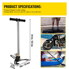 High Pressure Hand Pump 3 Stage up to 4500 psi PCP Pump Safe and Convenient Airgun PCP Pump High Pressure Hand Pump for High Pressure Tires and Pre-Charged Pneumatic Airguns