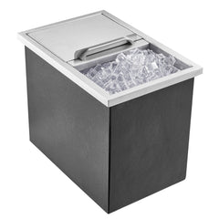 Drop in Ice Chest, 18"L x 12"W x 14.5"H Stainless Steel Ice Cooler, Commercial Ice Bin with Sliding Cover, 40.9 qt Outdoor Kitchen Ice Bar, Drain-pipe and Drain Plug Included, for Cold Wine Beer