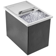 Drop in Ice Chest, 18"L x 12"W x 14.5"H Stainless Steel Ice Cooler, Commercial Ice Bin with Sliding Cover, 40.9 qt Outdoor Kitchen Ice Bar, Drain-pipe and Drain Plug Included, for Cold Wine Beer