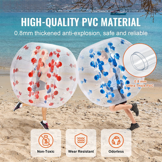 Inflatable Bumper Balls 2-Pack, 4FT/1.2M Body Sumo Zorb Balls for Teen & Adult, 0.8mm Thick PVC Human Hamster Bubble Balls for Outdoor Team Gaming Play, Bumper Bopper Toys for Garden, Yard, Park