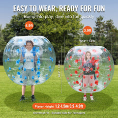 Inflatable Bumper Balls 2-Pack, 4FT/1.2M Body Sumo Zorb Balls for Teen & Adult, 0.8mm Thick PVC Human Hamster Bubble Balls for Outdoor Team Gaming Play, Bumper Bopper Toys for Garden, Yard, Park