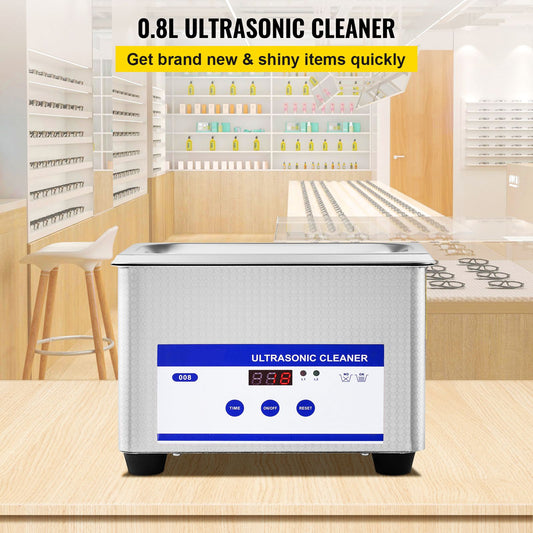 0.8L Professional Ultrasonic Cleaner 304 Stainless Steel Digital Lab Ultrasonic Cleaner with Timer for Jewelry Watch Glasses Circuit Board Dentures Small Parts Dental Instrument (0.8L)