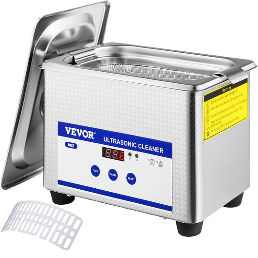 0.8L Professional Ultrasonic Cleaner 304 Stainless Steel Digital Lab Ultrasonic Cleaner with Timer for Jewelry Watch Glasses Circuit Board Dentures Small Parts Dental Instrument (0.8L)