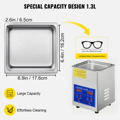 Ultrasonic Cleaner 1.3 L Ultrasonic Parts Cleaner with Heater Timer,
