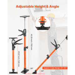 Cabinet Jack Support Pole, 2-Pack, 54-155 cm Steel Telescopic Quick Support Rod, Adjustable 3rd Hand System up to 70 kg Capacity for Installing Cabinets, Lifting Drywall, Cargo Bars
