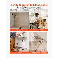 Cabinet Jack Support Pole, 2-Pack, 54-155 cm Steel Telescopic Quick Support Rod, Adjustable 3rd Hand System up to 70 kg Capacity for Installing Cabinets, Lifting Drywall, Cargo Bars