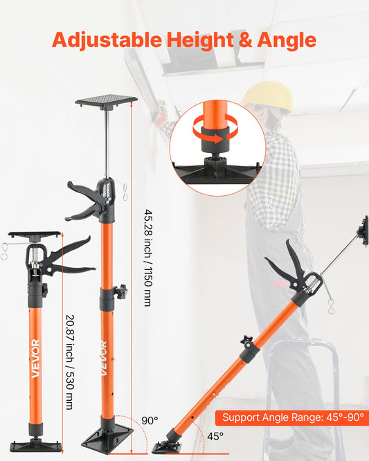 Cabinet Jack Support Pole, 2-Pack, 54-155 cm Steel Telescopic Quick Support Rod, Adjustable 3rd Hand System up to 70 kg Capacity for Installing Cabinets, Lifting Drywall, Cargo Bars