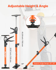 Cabinet Jack Support Pole, 2-Pack, 54-155 cm Steel Telescopic Quick Support Rod, Adjustable 3rd Hand System up to 70 kg Capacity for Installing Cabinets, Lifting Drywall, Cargo Bars