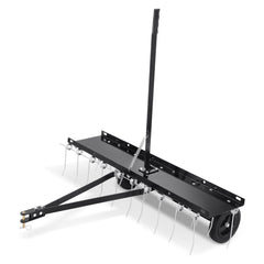 Tow Behind Dethatcher, 1015mm Tow Dethatcher with 20 Spring Steel Tines, Lawn Dethatcher Rake for ATV or Mower, Tow Behind Lawn Rake with Lift Handle for Garden Farm Grass