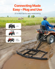 Drag Harrow, 66" Width Tow Behind Drag Harrow, Q235 Steel Driveway Grader with Adjustable Bars & Pin Hitch, Support up to 50 lbs, Tractor Driveway Harrow for ATVs, UTVs, Garden Lawn Tractors