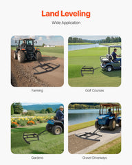 Drag Harrow, 66" Width Tow Behind Drag Harrow, Q235 Steel Driveway Grader with Adjustable Bars & Pin Hitch, Support up to 50 lbs, Tractor Driveway Harrow for ATVs, UTVs, Garden Lawn Tractors