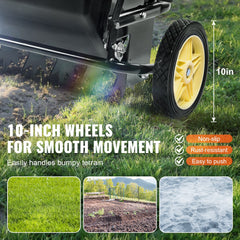 Broadcast Spreader, 100 LB Tow Behind Poly Drop Spreader with 10" Wheels, Steel Spike Aerator, Fertilizer Spreader, Garden Seeder, and Salt Spreader, for Residential, Farm, Tough Terrain, Black
