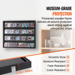36 Graded Sports Card Display Case, 775 x 617 x 55 mm, Baseball Card Display Frame with 98% UV Protection Clear View PC Glass, Lockable Wall Cabinet for Football Basketball Hockey Trading Card