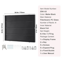 36 Graded Sports Card Display Case, 775 x 617 x 55 mm, Baseball Card Display Frame with 98% UV Protection Clear View PC Glass, Lockable Wall Cabinet for Football Basketball Hockey Trading Card